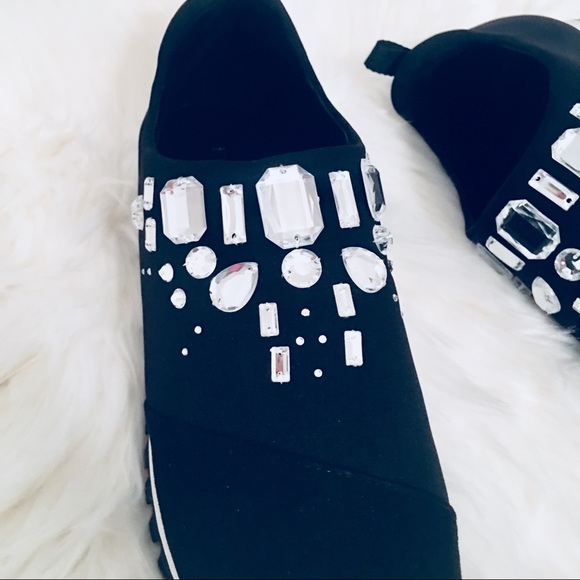 BCBG Generation Black Suede Jeweled Sneakers - Picture 8 of 8